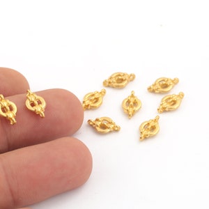 6 Pcs 7x12mm 24k Shiny Gold Plated Round Spacer Beads, 2 Hole Round Beads, Round Connector Beads, Spacer Beads, Brass Beads, Round, GLD-1239