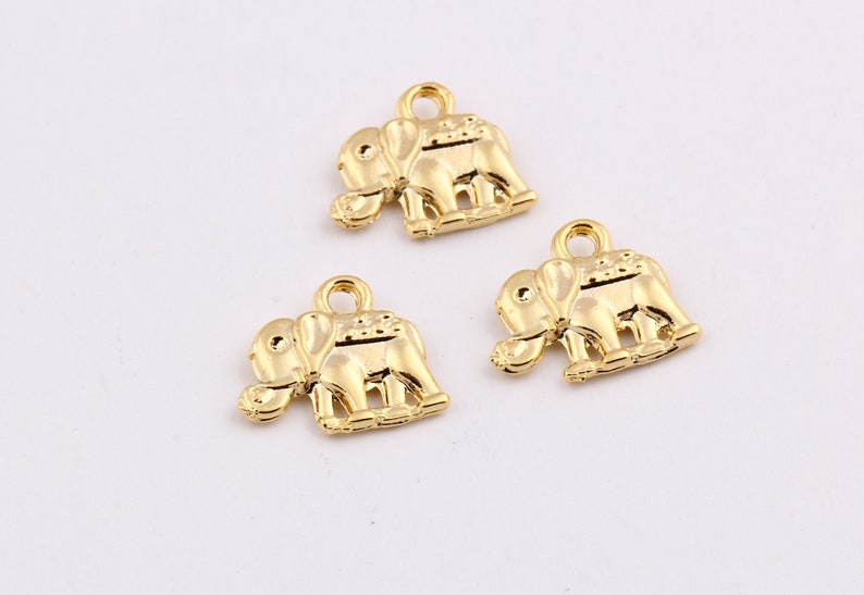 Elephant Bracelet 14x12mm-GLD-136 Elephant Necklace 2 Pcs Gold Plated Elephant Charms Elephant Findings gold Elephant