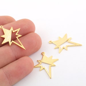 1 Piezas 21x30mm 24k Brillante Chapado en Oro Texturizado North Star Charm, North Star Charms, Pendientes Charms, North Star Pendant, Pole Star Charm, GLD-928