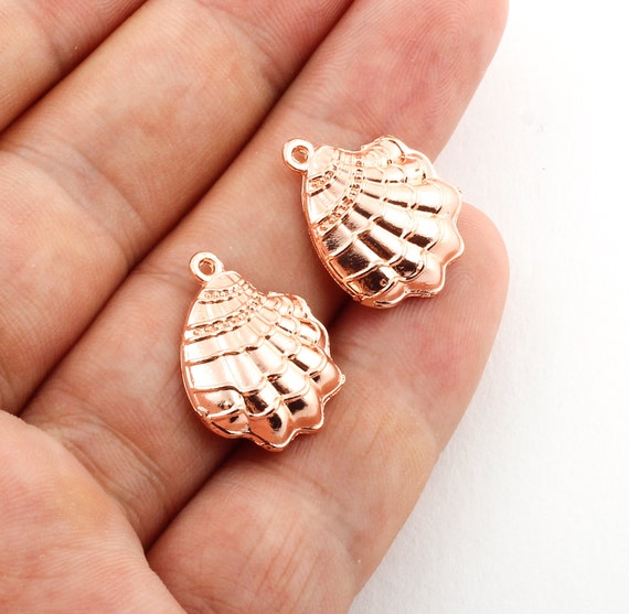 17x20 Mm Rose Gold Plated Brass Sea Shell, Necklace Findings