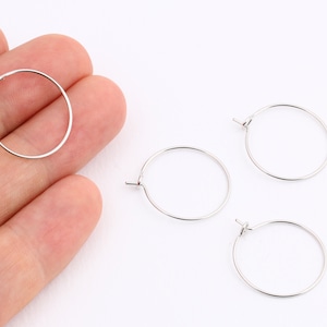 20mm Silver Plated Earring Hoops ,6 Pcs Circle earrings, Silver Plated Ear Hoop EAR-3