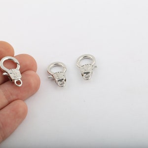 1 Pcs 14x22mm Rhodium Plated Lobster,Claw Clasp ,Lobster Clasp ,Round Spring Clasps , Caw Clasp ,Spring Clasp , Necklace End SLVR-116