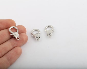 1 Pcs 14x22mm Rhodium Plated Lobster,Claw Clasp ,Lobster Clasp ,Round Spring Clasps , Caw Clasp ,Spring Clasp , Necklace End SLVR-116