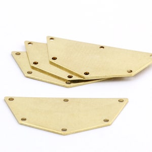 6 Pcs Raw Brass Necklace Pendant , Raw Brass Five Edged Geometric Shape Blanks With 6 Holes,DS-RW-180