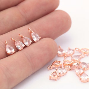 5x10mm Drop Pendant , Rose Gold Plated Drop Charms ,Bracelet Beads, Mini Bracelet Drop, ZRK-205