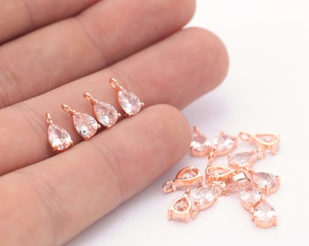 5x10mm Drop Pendant , Rose Gold Plated Drop Charms ,Bracelet Beads, Mini Bracelet Drop, ZRK-205