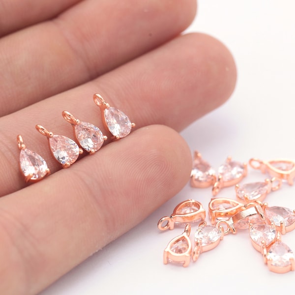 5x10mm Drop Pendant , Rose Gold Plated Drop Charms ,Bracelet Beads, Mini Bracelet Drop, ZRK-205