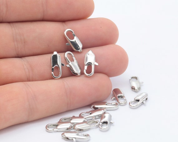 10 Pcs 5x14mm Silver Plated Lobster Clasp, Claw Clasp, Silver Plated Lobster Clasp SLVR-476