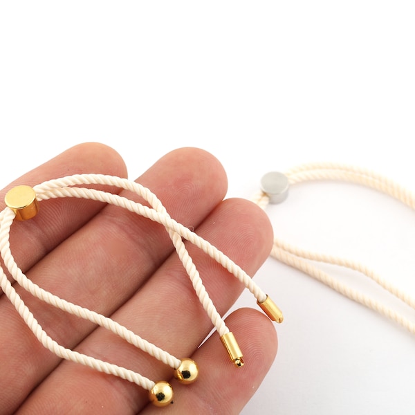 Half Finished Adjustable Bracelet, Cotton Rope Bracelet, 2mm Cord Bracelet Connector BlanksFriendship Style for DIY Gift Jewelry (24cm)AS-63