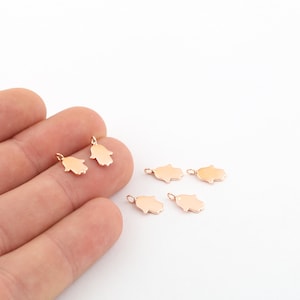 5 Pcs 8x12mm Rose Gold Plated Fatima Hands Charm, Necklace Charms ,Rose Gold Plated Pendant, Fatima Hands For Bracelet, RSGLD-339
