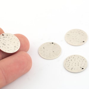 6 Pcs 18mm Antique Silver Hammered Round Charms , Hammered Round Disc Antique Silver Coins,Round Hammered Disc, ANT-88