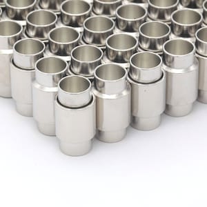 Inner 7mm, Silver Plated Tube Magnetic Clasps, Magnetic Clasp, Magnetic Leather Clasp MC-13