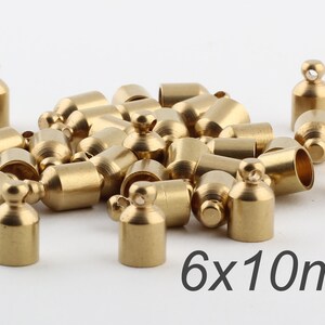 12 Pcs 6x10mm Raw Brass End Cap , Solid Brass End Cap , Cord End , Tube End Cap,DS-RW-158