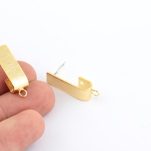 8x28mm 24k Shiny Gold Plated Textured U-shaped Earring, Pendant Earrings, U Shaped Pendant Earrings, Earring Findings,Stud Earring - EAR-292