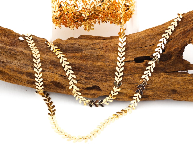 3,3 Feet 6mm Gold Tone Gold Arrow Chains , Chevron Chains, Gold Chains ...