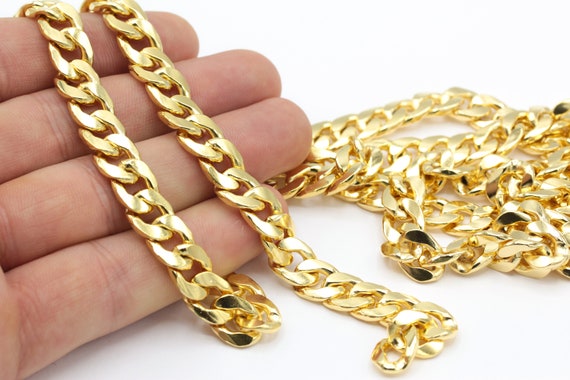 10 x 13 mm 24k 光沢のある金メッキネックレスチェーン、ゴールド 