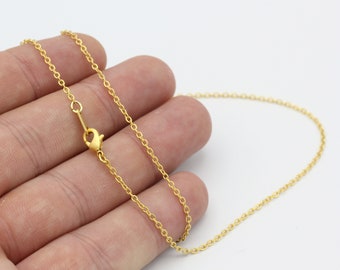 24k Matt Gold Dainty Necklace Chain-16&quot;-17&quot;-18&quot;-20&quot;-22&quot;-25&quot; Matt Gold Chains ,1,8x2mm Soldered Chains , Bar Chains , Brass Chain