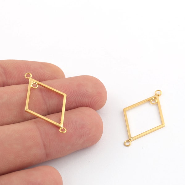 20x33mm 24k Shiny Gold Plated Triangle ,Multi Hole Triangle, 3 Hole Triangle Connector ,3 Hole Triangle Pendant ,Geometric Charms, GLD-1174