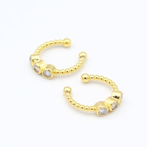 1 Pcs Gold Ear Cuff, 24k Shiny Gold Ball Ear Cuff, Cartilage Ear Cuff, Zircon Ear Cuff, Thick Ear Cuff, Cartilage Earrings ( 16mm ) EAR-143