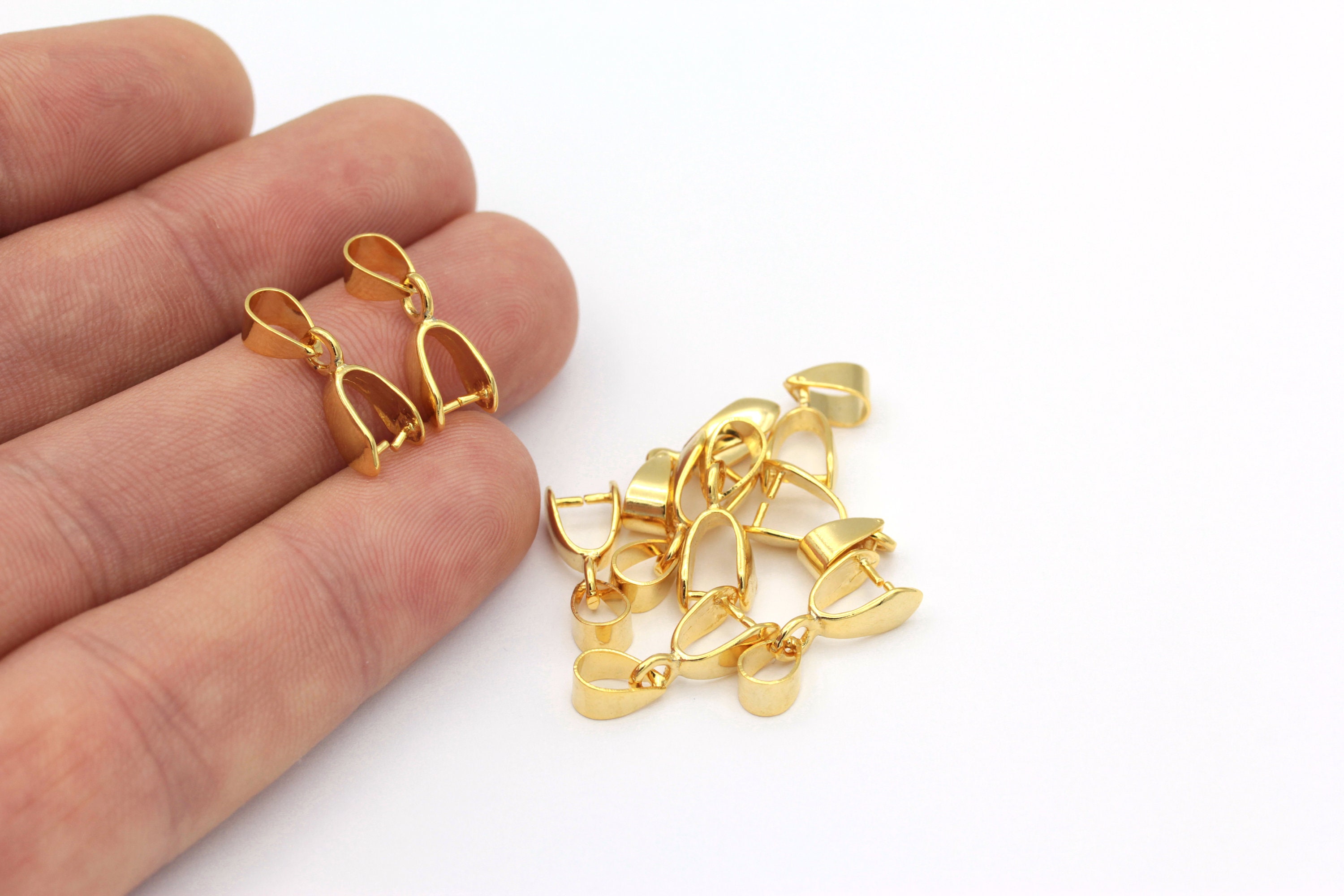 24k Shiny Gold Plated Pinch Bails Pendant Bail Charm Etsy