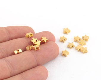 4 Pcs 24k Shiny Gold Plated Star Charms , Star For Bracelet Star Charms, Mini Star Charms, Star For Dangle, Bracelet Charms, (7mm), GLD-1141
