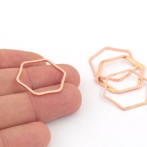 10 Pcs 25mm Rose Gold Plated Honeycomb Charms,Hexagon Pendant, Circle Connector, Hexagon Charm, Rose Gold Plated Hoops, RSGLD-486
