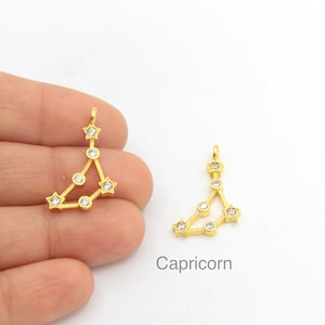 24k Shiny Gold Plated Zodiac Signs Charms , Astrology Charms,  Capricorn Gold Zodiac Charms, Horoscope Charms, ( 15x25mm ) GLD-744