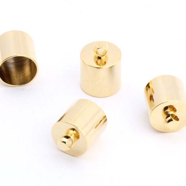 2 Pcs Gold Plated End Cap ,Hole Inner 10mm, Huge end caps, Solid Brass End Cap,Bead caps,Cones,Huge End Caps, Gold Plated 10x14mm GLD-1219