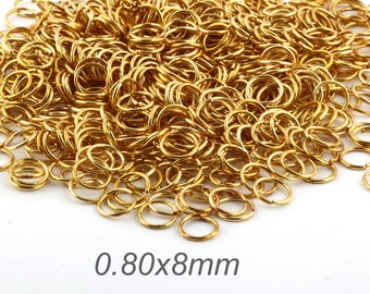 250 Pcs 0.80x8mm Raw Brass Jump Rings, Bulk Raw Brass Jump Rings, Bracelet Connectors, Raw Brass Findings, Open Jump Rings/DS-RW-137