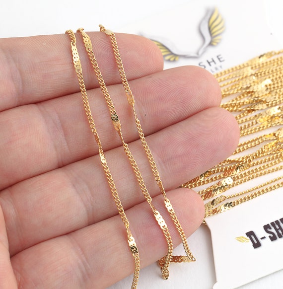 24k Shiny Gold Plated Curb Chain Curb 