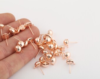 6pcs 7x10mm Rose Plated Sterling Earring Post , Earring Findings, Making Earring , Ball Earring, Earring Post EAR-298