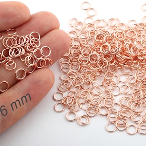 50 Pcs 6mm Rose Gold Plated Jump Rings, Tiny Jump Ring Connectors, Rose Gold Plated Connector, Rose Gold Plated Findings-RSGLD-62