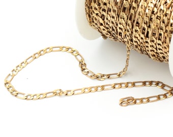 Raw Brass Curb Chains, Faceted Curb Chain, Strong Chains, Bar Chains, Choker Chains < 5x10 mm>> RWZ-11