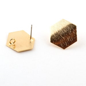 Gold Plated Hexagon Earrings , Earrings Pendant , Hexagon Pendant , Gold Earrings EAR-48