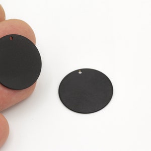 25mm Black Plated Disc, Round Coins, Flat Disc Charms, Stamping Blank,Black Plated Findings, Black Plated Round Charms, 1Pcs, BLK-95