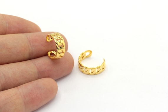 24 k glänzend gold vergoldet Ohr Manschetten, Kette Creolen