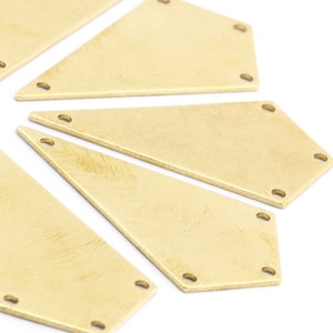 Necklace Triangle, 6 Raw Brass Triangle Charms with 4 Holes , Necklace Pendant , Earrings Findings 20x37mm,DS-RW-227