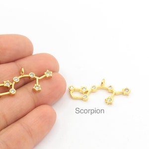 24k Shiny Gold Plated Zodiac Signs Charms , Astrology Charms, Scorpion Gold Zodiac Charms, Horoscope Charms, ( 30x14mm ) GLD-739