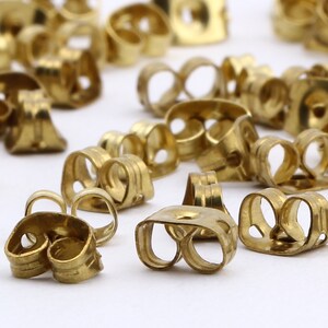 100 Pcs Brass Earring Stud Backs,Raw Brass Earring Studs Back Stoppers,6x4mm EAR-61