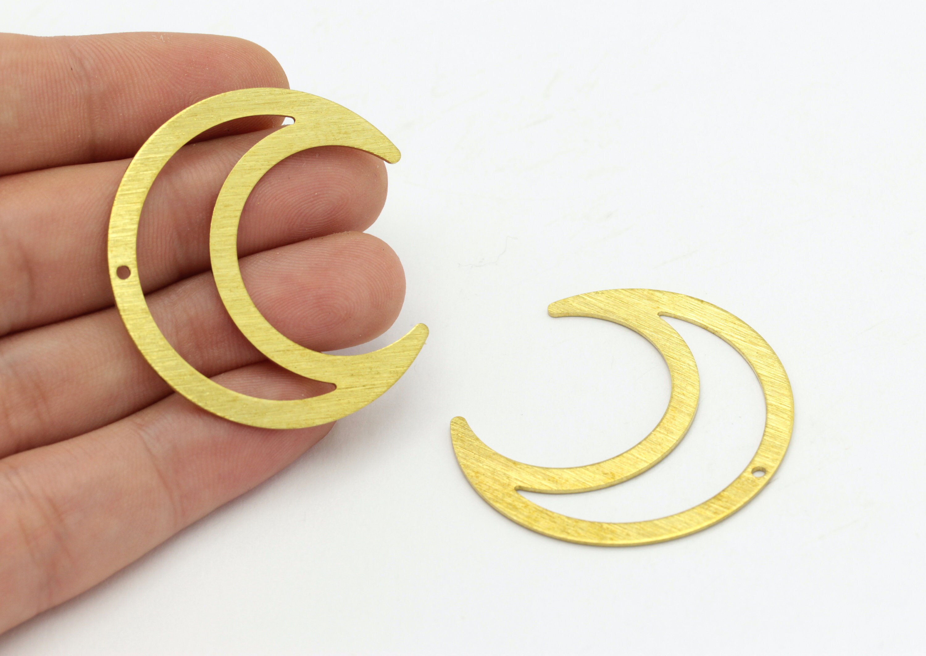 Raw Brass, Moon Pendant ,semi Circle, Raw Brass Moon Charms