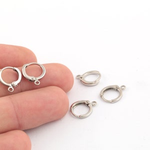 2 Pcs (1 Pair) 12x14mm Rhodium Plated Earring ,Plain Leverback Finding, Rhodium Leverback, Hoop Earring, Rhodium  Earwire, EAR-437