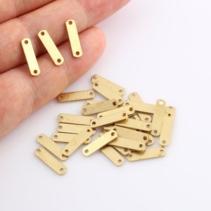 Raw Brass Rectangle Connector, 25 Pcs Raw Brass, Rectangle Connectors With 2 Holes, Charms Findings ( 4x15mm), DS-RW-114