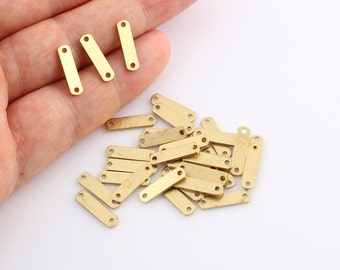 Raw Brass Rectangle Connector, 25 Pcs Raw Brass, Rectangle Connectors With 2 Holes, Charms Findings ( 4x15mm), DS-RW-114