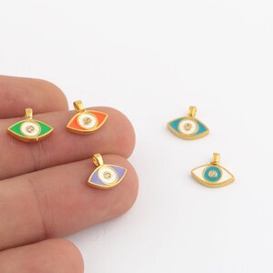 10x12mm 24k Glänzend Vergoldete Evil Eye Charms, Emaille Evil Eye Charms, Evil Eye Halskette, Evil Eye Anhänger, Evil Eye Schmuck, GLD-1230