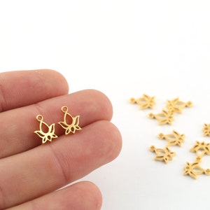 2 Pcs 9x11mm 24k Shiny Gold Plated Flower Charms, Lotus Flower Charms ,Mini Flower Pendant,Gift For Her,Lotus For Charms, GLD-981