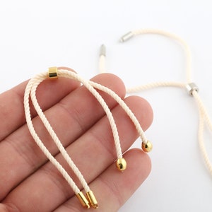 Half Finished Adjustable Bracelet, Cotton Rope Bracelet, 2mm Cord Bracelet Connector BlanksFriendship Style for DIY Gift Jewelry (24cm)AS-64