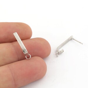 3x23mm Rhodium Plated U-shaped Earring, Pendant Earrings, U Shaped Pendant Earrings, Earring Findings,Stud Earring - EAR-417
