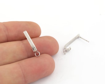 3x23mm Rhodium Plated U-shaped Earring, Pendant Earrings, U Shaped Pendant Earrings, Earring Findings,Stud Earring - EAR-417