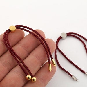 Half Finished Adjustable Bracelet, Cotton Rope Bracelet,2mm Cord Bracelet Connector Blanks,Friendship Style for DIY Gift Jewelry (24cm)AS-41