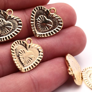 Hart hanger, 24k glanzende vergulde hart charme, hart hanger (18x19mm) GLD-223